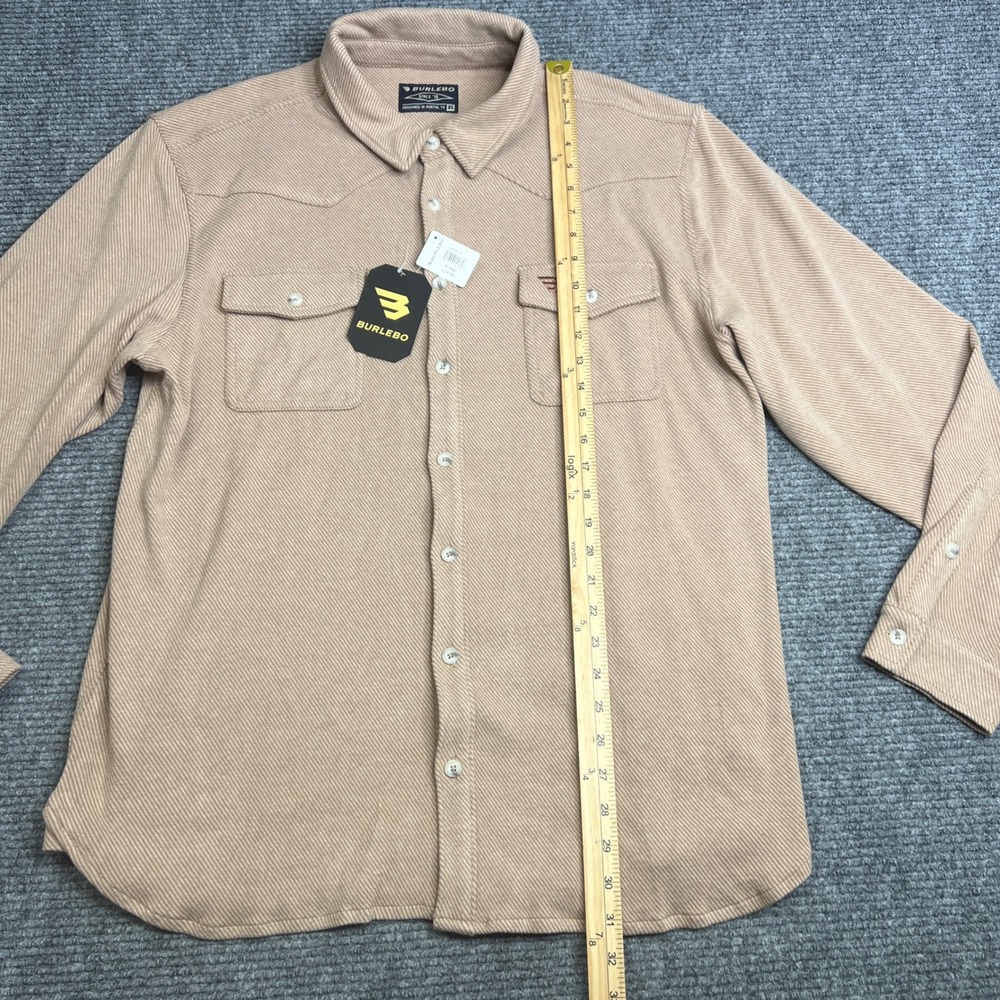 Burlebo Mens XL Western Button Down Shirt Tan Khaki Twill Long Sleeve NWT - Picture 7 of 9
